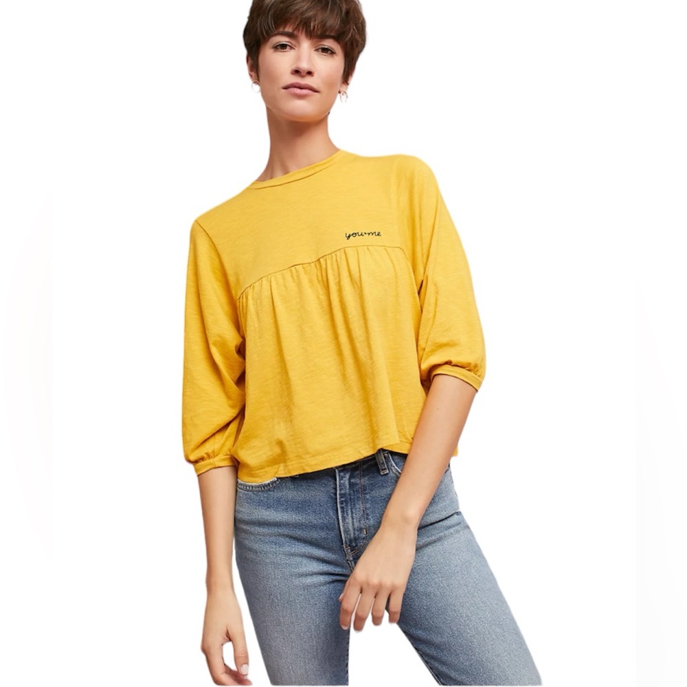 Anthropologie Sundry You + Me Yellow Top Sz 2
